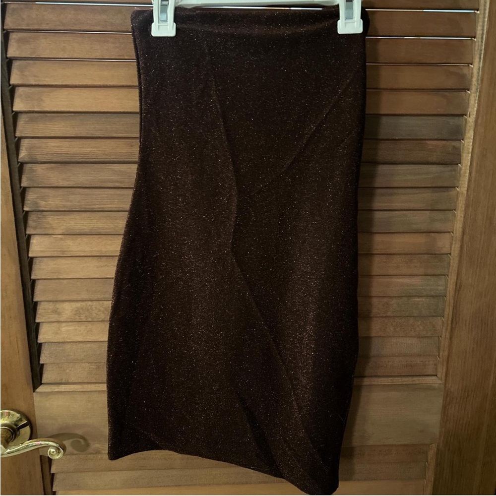 H&M Shimmering Dark Brown Strapless Mini Dress